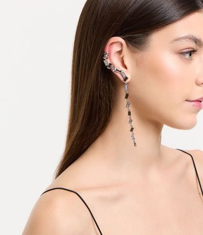 Caravana Ear Cuff Hilo con Cristales y Puntos de Luz