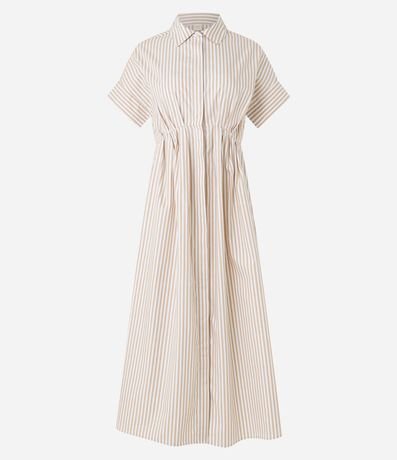 Vestido Midi en Tricolina Ajustado a la Cintura y Estampado a Rayas 6