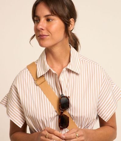 Vestido Midi en Tricolina Ajustado a la Cintura y Estampado a Rayas 3