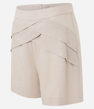 Short en Viscolino Tiro Alto con Foil y Pliegues Diagonales 6