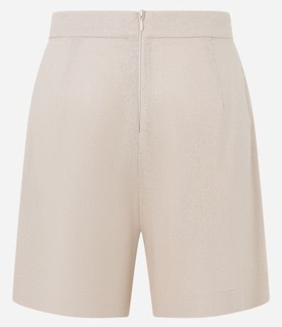 Short en Viscolino Tiro Alto con Foil y Pliegues Diagonales 7