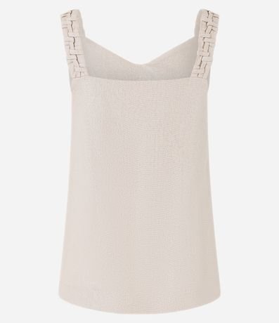 Blusa Musculosa en Viscosa con Foil y Detalle Trenzado 7