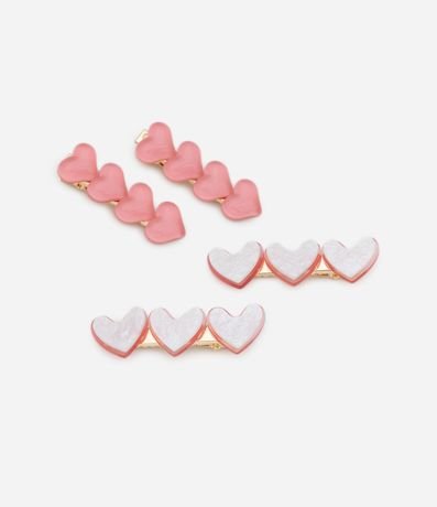 Kit 04 Pinzas para el Pelo con Corazones Aplicados - Talle U