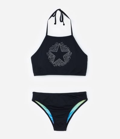 Bikini Infantil con Estrella de Brillos y Protección UV - Talle 5 a 14 años