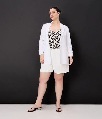 Blazer Alargado en Crepé con Manga Fruncida Curve & Plus Size