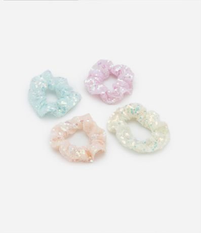 Kit 04 Scrunchies Infantiles con Lentejuelas - Talle U