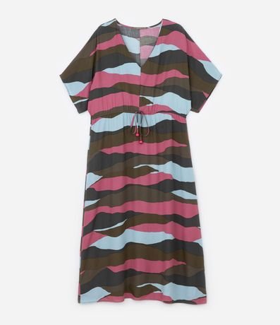 Vestido Midi en Viscosa Abstracta con Lazo en la Cintura Curve & Plus Size 5