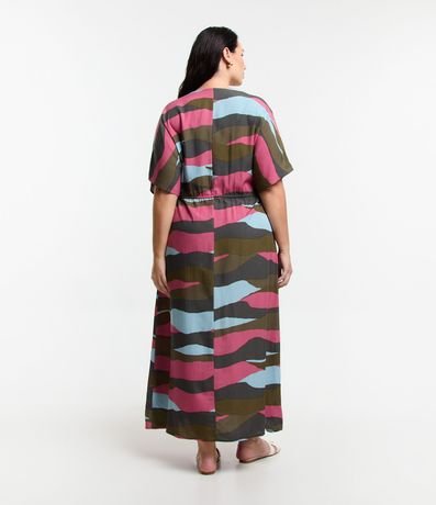 Vestido Midi en Viscosa Abstracta con Lazo en la Cintura Curve & Plus Size 3