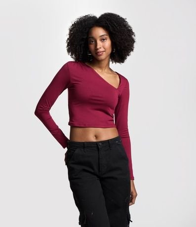 Blusa en Tela Tacto Fresco con Escote Asimétrico 1