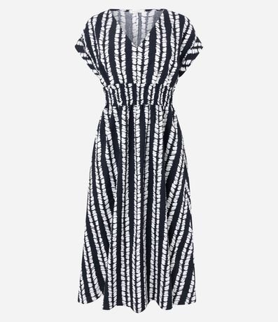 Vestido Midi en Tricolina con Lastex en la Cintura y Escote V 6