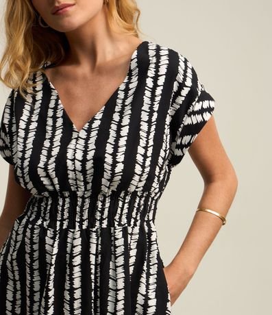 Vestido Midi en Tricolina con Lastex en la Cintura y Escote V 5