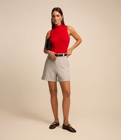 Blusa Musculosa Básica de Punto con Cuello Alto 2