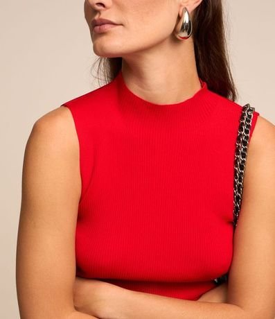 Blusa Musculosa Básica de Punto con Cuello Alto 4