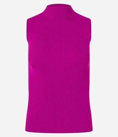 Blusa Musculosa Básica de Punto con Cuello Alto 5