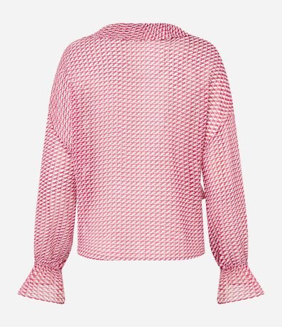 Blusa en Chiffon con Volados y Estampado Pied de Poule 6