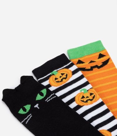 Kit 03 Medias Infantiles en Algodón Estampa Halloween - Talle 19 al 34 3