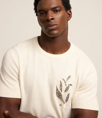 Remera Regular en Algodón con Flor 1