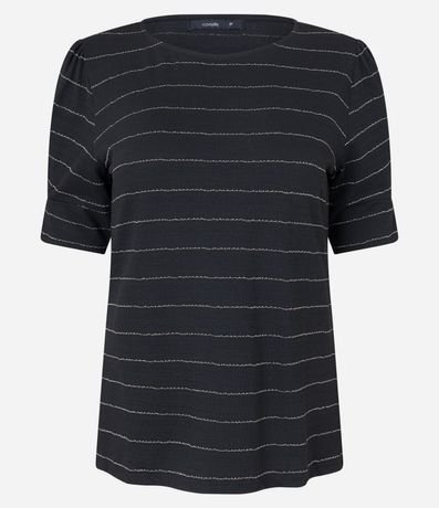 Blusa en Viscosa con Estampado Rayado en Hilo Metalizado 6