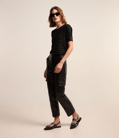 Blusa en Viscosa con Estampado Rayado en Hilo Metalizado 3