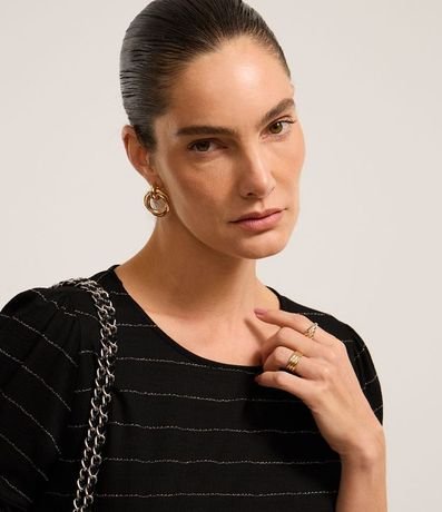 Blusa en Viscosa con Estampado Rayado en Hilo Metalizado 5