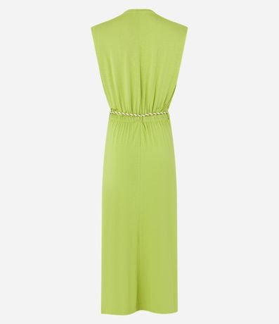 Vestido New Midi en Algodón con Hombrera y Cinturón de Cordón 6