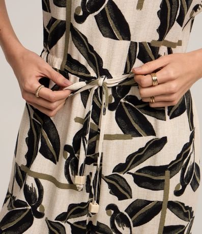 Mono en Viscosa con Detalle en la Sisa y Estampa de Follajes 5