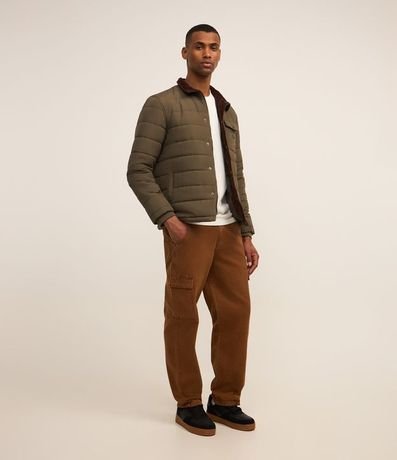Pantalón Baggy en Sarga con Bolsillo Cargo