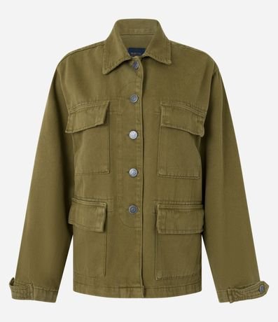 Campera en Sarga Estonada con Bolsillos Cargo 6