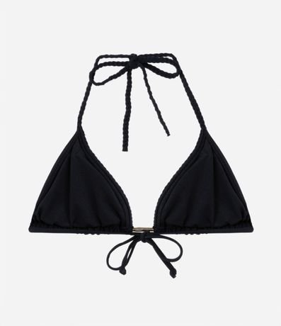 Bikini Top Triangular Fruncido en Poliamida con Breteles Trenzados 6