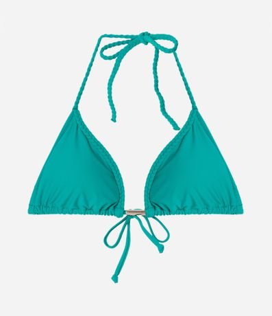 Bikini Top Triangular Fruncido en Poliamida con Breteles Trenzados 5