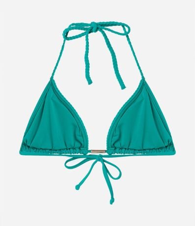 Bikini Top Triangular Fruncido en Poliamida con Breteles Trenzados 6