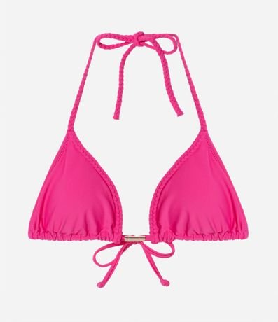 Bikini Top Triangular Fruncido en Poliamida con Breteles Trenzados 5