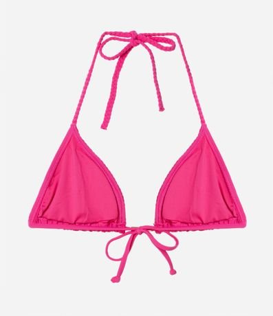 Bikini Top Triangular Fruncido en Poliamida con Breteles Trenzados 6