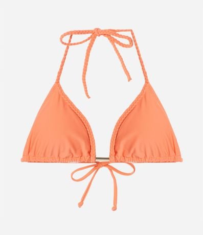 Bikini Top Triangular Fruncido en Poliamida con Breteles Trenzados 5