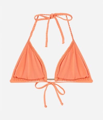 Bikini Top Triangular Fruncido en Poliamida con Breteles Trenzados 6