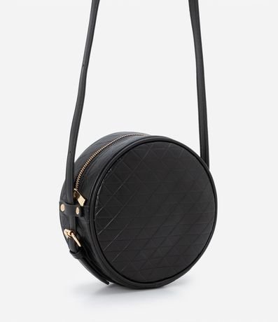 Bolso Redondo Pequeño Transversal en PU con Textura de Triángulos 2
