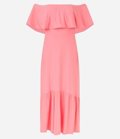 Vestido Hombro a Hombro New Midi en Viscosa con Volados 6