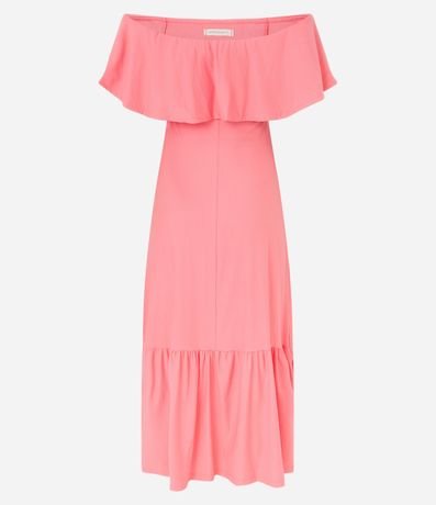 Vestido Hombro a Hombro New Midi en Viscosa con Volados 7
