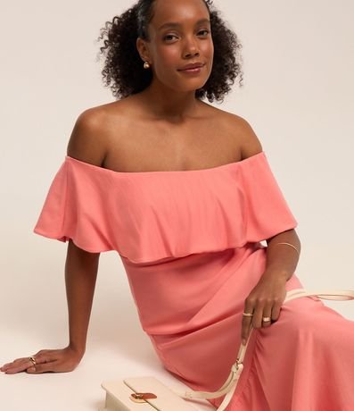 Vestido Hombro a Hombro New Midi en Viscosa con Volados 2