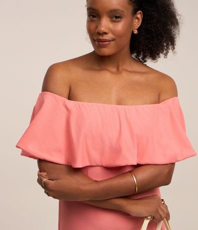 Vestido Hombro a Hombro New Midi en Viscosa con Volados 3