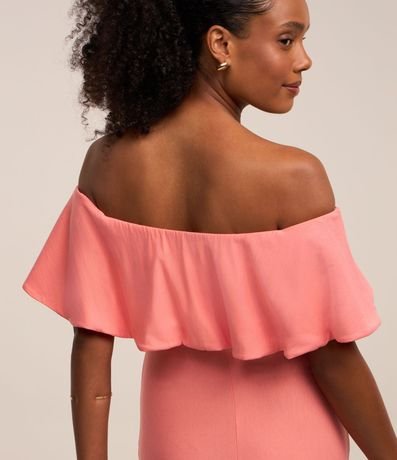 Vestido Hombro a Hombro New Midi en Viscosa con Volados 5