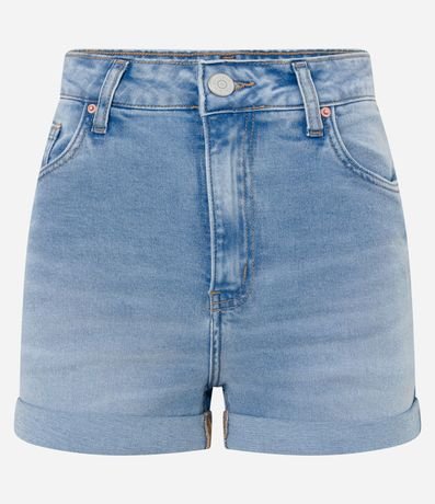 Short Hotpants Cintura Alta en Jeans con Bajo Plegado 5