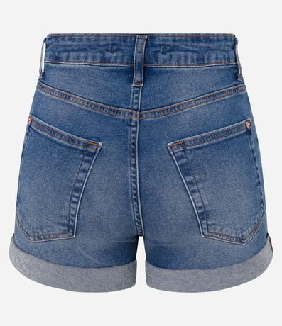 Short Hot Pants Cintura Alta en Jeans con Bajo Plegado 6