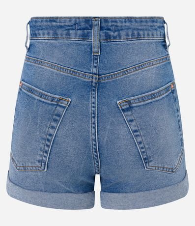 Short Hot Pants Cintura Alta en Jeans con Bajo Plegado 6