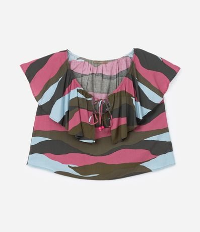 Blusa Hombro a Hombro en Viscosa con Volado en el Escote Curve & Plus Size 5