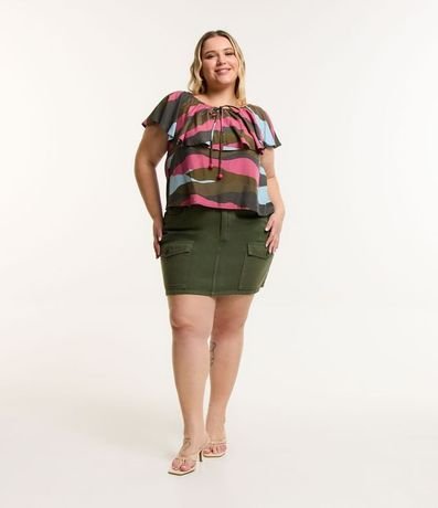 Blusa Hombro a Hombro en Viscosa con Volado en el Escote Curve & Plus Size 2