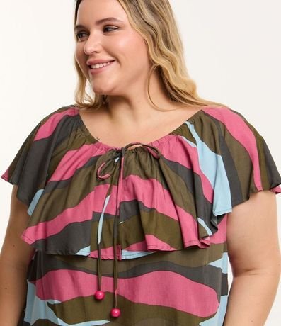 Blusa Hombro a Hombro en Viscosa con Volado en el Escote Curve & Plus Size 4