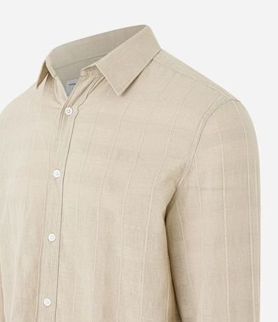 Camisa Regular en Lino con Textura Grid y Manga Larga 6
