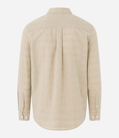 Camisa Regular en Lino con Textura Grid y Manga Larga 7