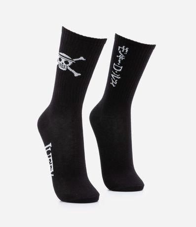 Media Caña Larga con Estampa One Piece Skull 2